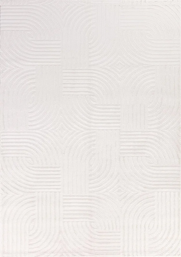 Tapis Salon 280x370 cm Crème Teppium Moderne Scandinave Effet 3D Doux