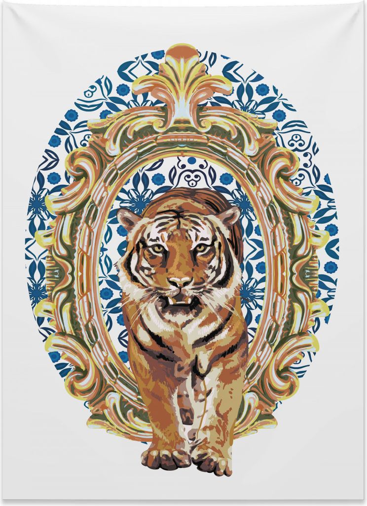 Abakuhaus Tiger Wandteppich, Japanisches exotisches Abenteuer aus Weiches Mikrofaser Stoff Kein Verblassen Klare Farben Waschbar, 110 x 150 cm, Kö...