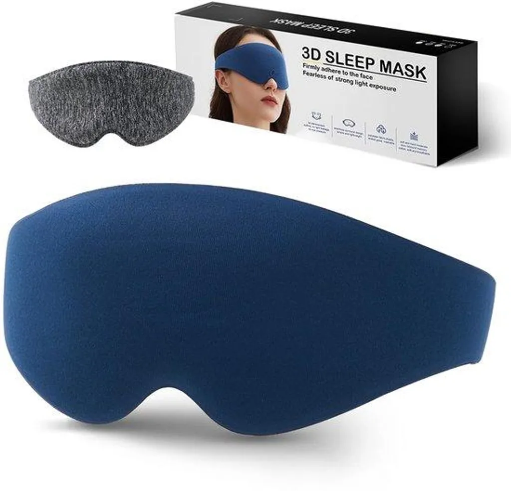 Masque de sommeil 3D Bleu occultant pour homme et femme voyage en avion
