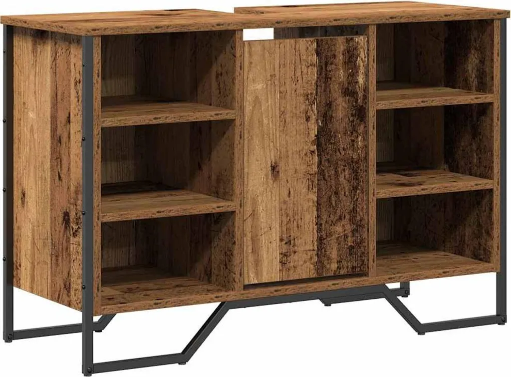 Mobile Sottolavabo Legno Vecchio SYFAX™ 91x35x60 cm Arredo Bagno Vintage