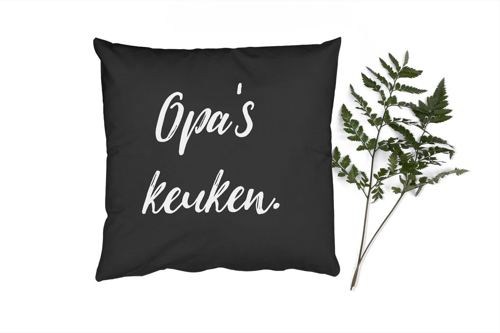 MuchoWow Zierkissen Sofakissen Wohnzimmer Dekokissen 40x40 cm Sprichwörter - Großvater - Zitate - Großvaters Küche - Foto Kissen - Schlafzimm...