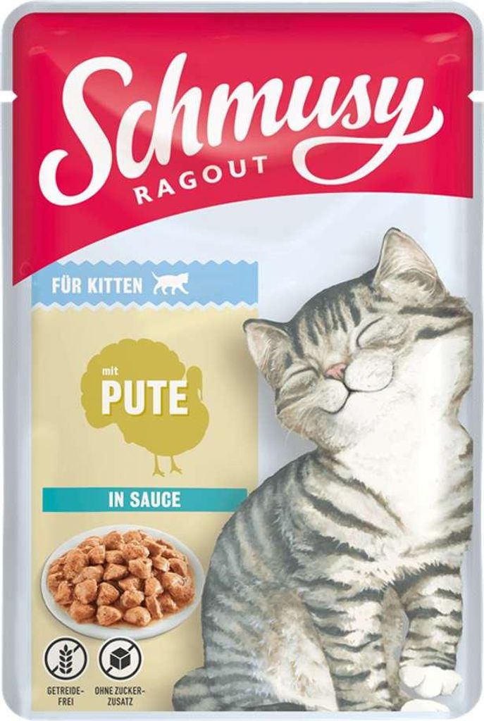 Schmusy Ragout Kitten Pute Sauce, 22 x 100 g, Kitten, Türkei, 100 g, Getreidefrei