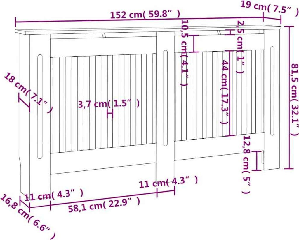 Osłona grzejnika MDF Osłona grzejnika 152 cm, biała Zdjęcie produktu 5
