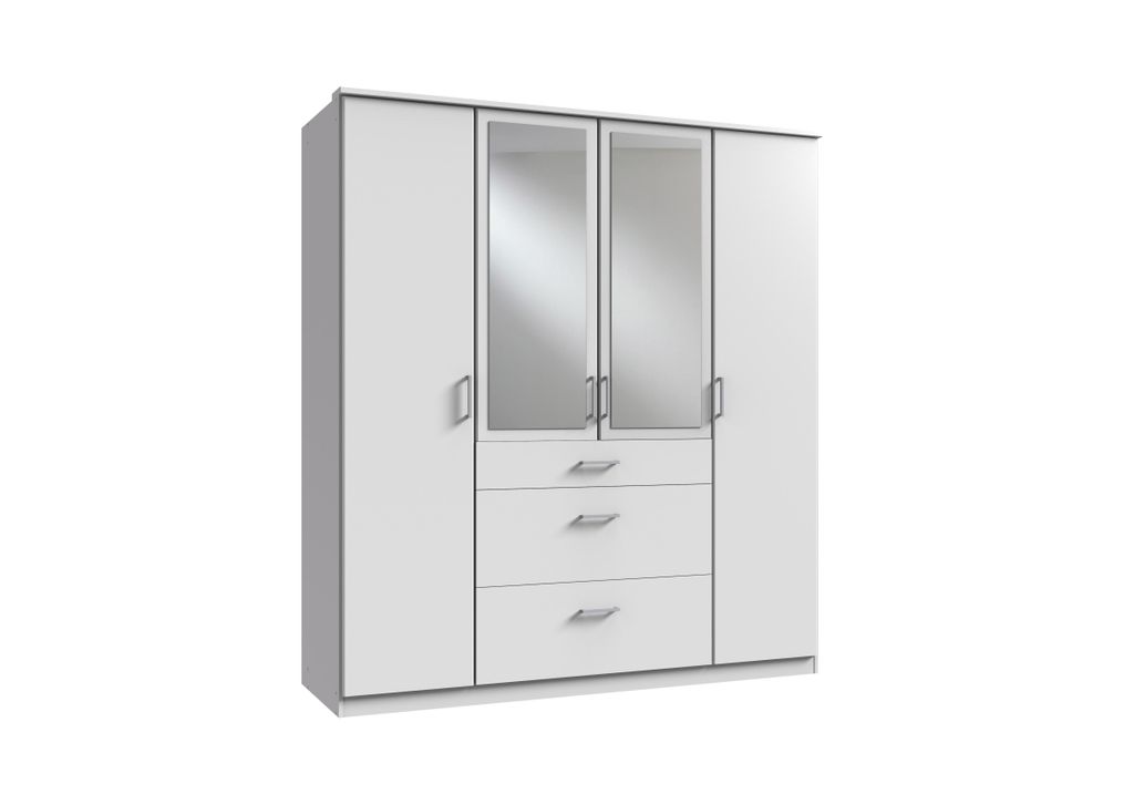 Kleiderschrank Click in Weiß - Kleiderschrank 179 cm Breite mit Spiegel
