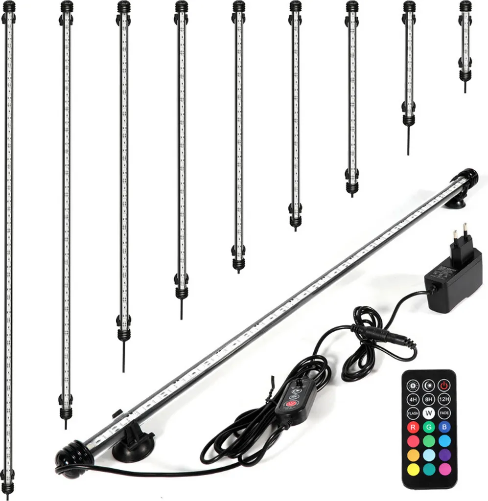Jopassy 92,5 cm LED Acquario lampada serbatoio luci illuminazione subacquea dimmerabile 3 modalità di luce con timer, con telecomandi, IP67