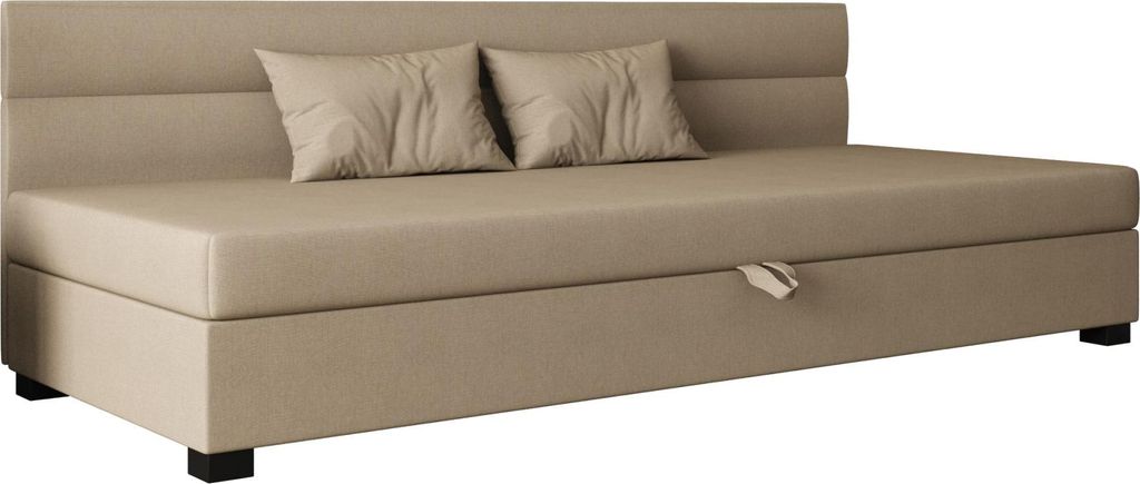 AURA SOFA Boxspringbett TORIN BIZ 100x195 Komplett-Set mit Bonell Matratze, Polsterbett mit Bettkästen - Bronze, SAWANA 24