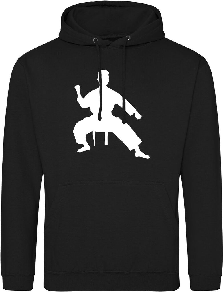 Huuraa Uni Hoodie Taekwondo Silhouette XL Deep Black Vegan Sweatshirt Geschenkidee