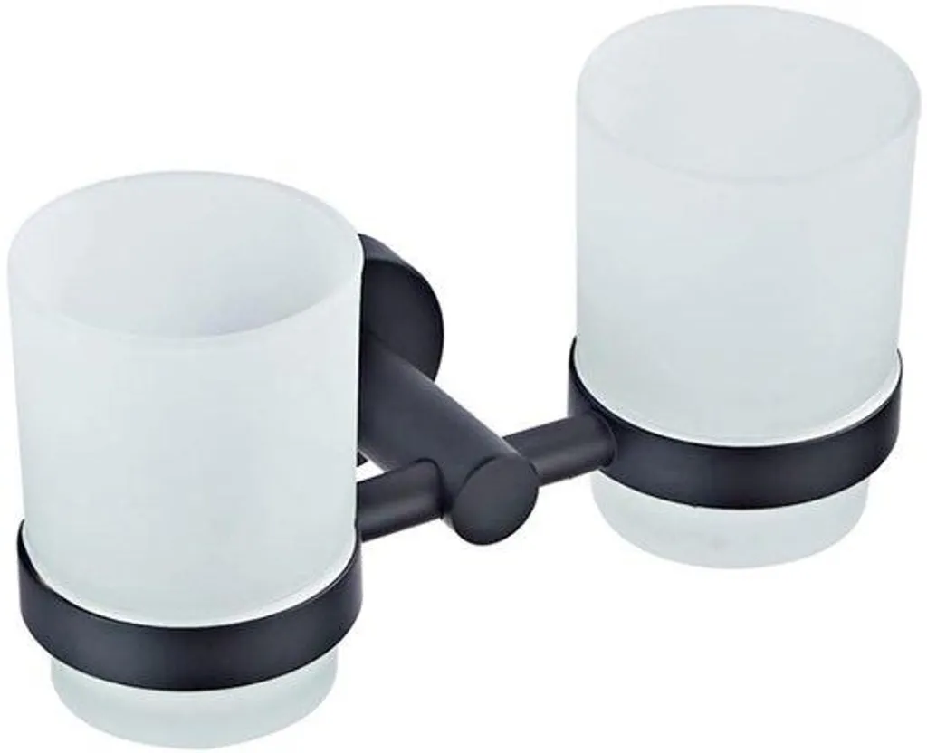 Support brosses à dents mural avec porte-gobelets double et rangement