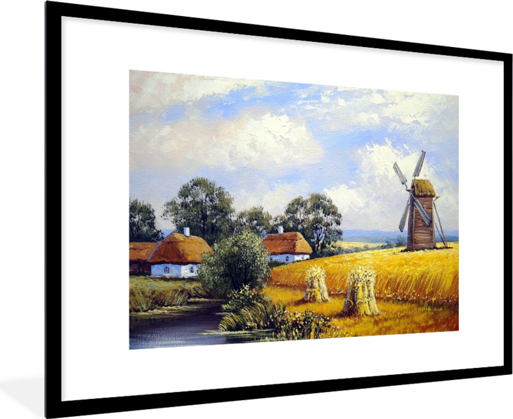 MuchoWow® Gerahmtes Poster Gemälde - Bauernhof - Mühle - Produktbild 