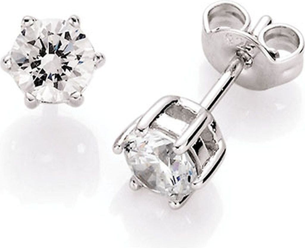 Ohrstecker Smart Jewel Zirkonia in Krappenfassung, Silber 925 Silber ca. Ø 5mm