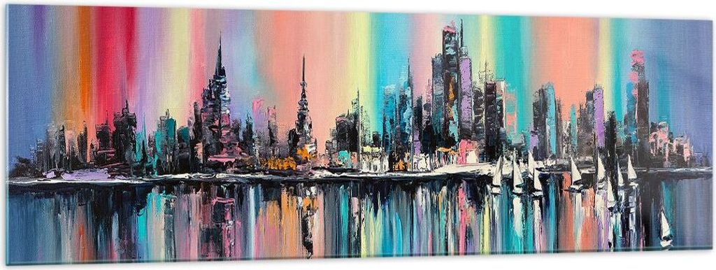 Bilder auf glas - Stadt Aussicht Wasser - 160x50cm - Glasbilder - Wandbilder - Kunstdruck - zum Aufhängen bereit - Wanddekoration aus Glas - Glas ...