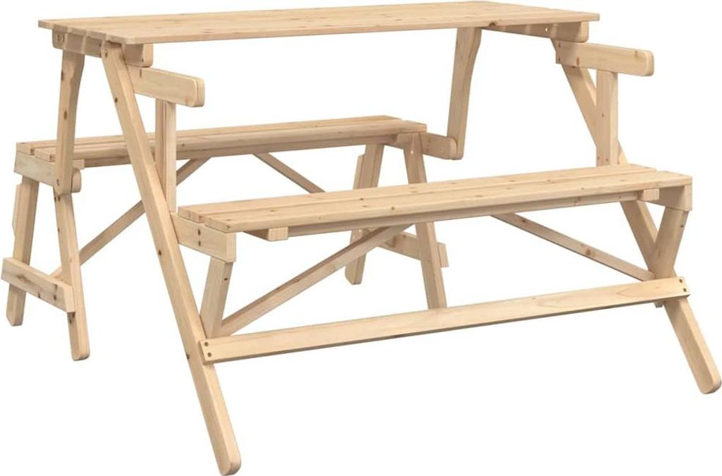 vidaXL Picknicktisch mit Bänken 2-in-1 Massivholz Tanne