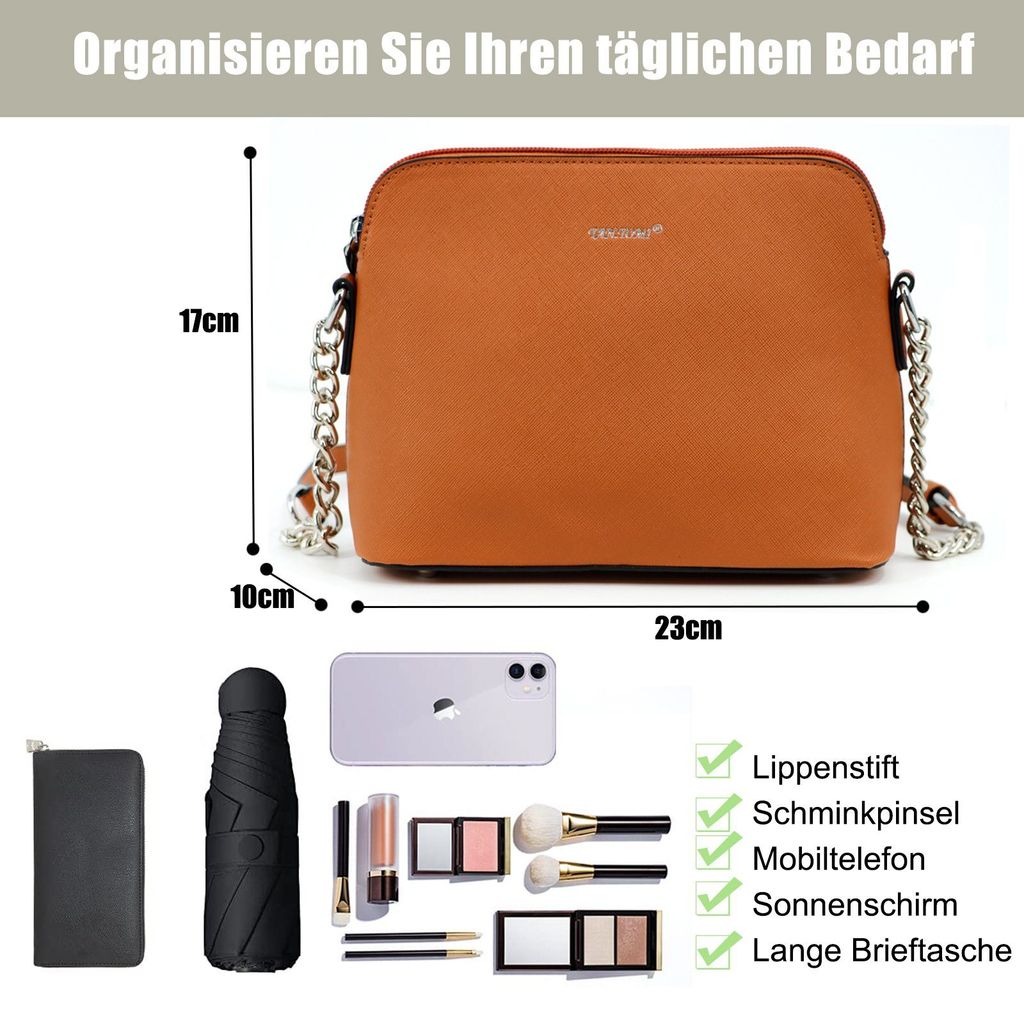 Mofut Damen Kleine Umhängetasche,Kette Schulterriemen Produktbild 4