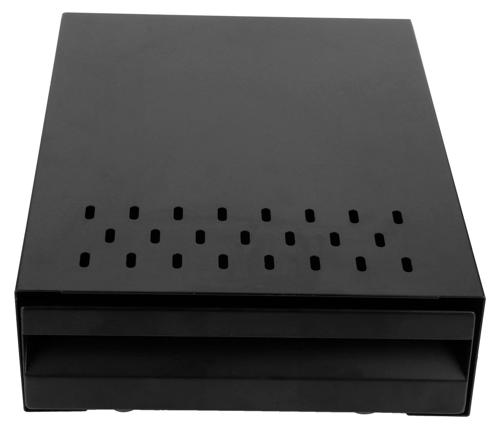 Kaffeesatzbehälter im Schubladenstil aus Edelstahl für die Bartheke, schwarze Stange, schwarze Box