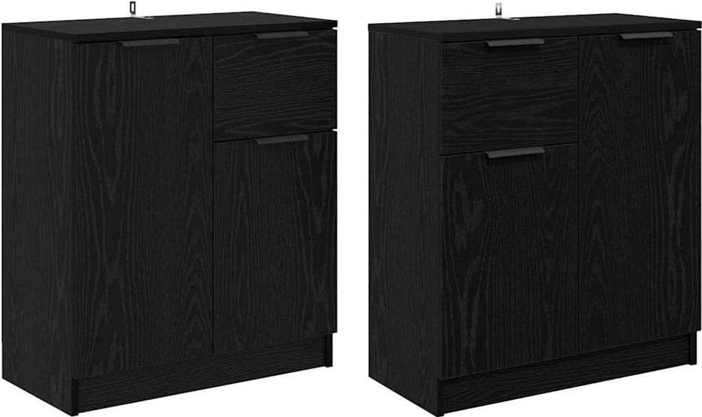 Sideboards 2 pcs Schwarz Eichen-Optik 60 x 30 x 70 cm
