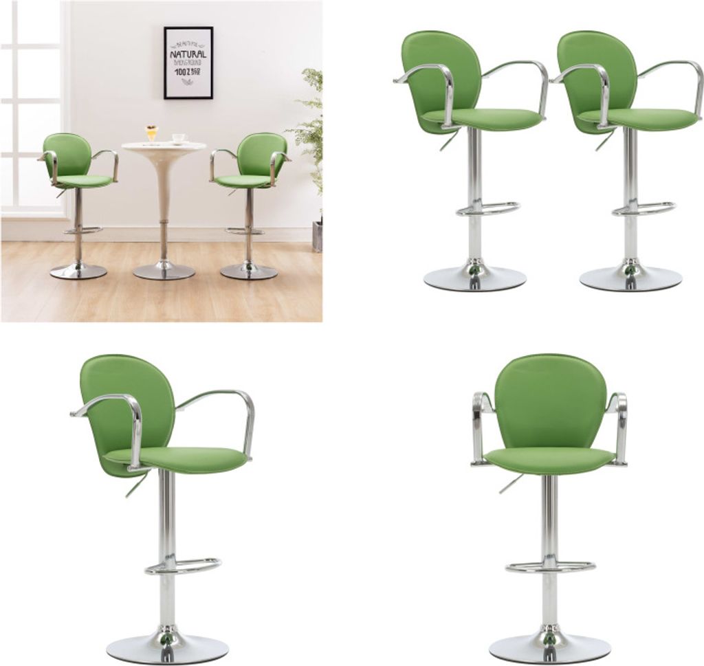 vidaXL Barhocker mit Armlehne 2 Stk. Grün Kunstleder - Barhocker - Tresenhocker - Thekenhocker - Barstuhl