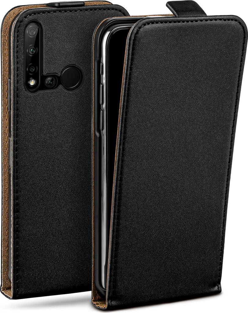 moex Flip Case kompatibel mit Huawei P20 Lite (2019) - Hülle mit 360 Grad Schutz, Schwarz
