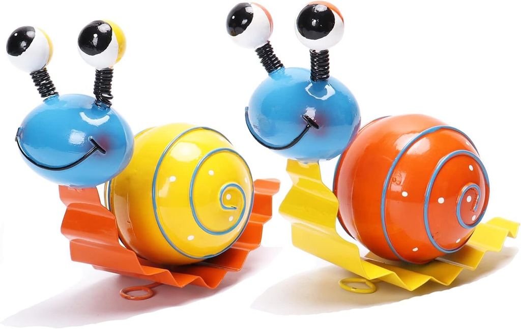 Metall-Gartendekoration Niedliche Schnecke Hof Kunst im Freien Rasen Patio Ornament Zaun Dekorationen für draußen - Set von 2