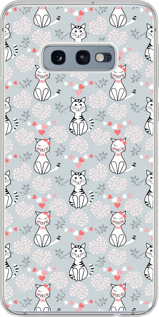 MuchoWow Handyhülle Schutzhülle Hülle für Telefoonhoesje Samsung Galaxy S10e Muster - Katze - Herz - Mädchen - Kinder - Mädchen Silikon Sof...