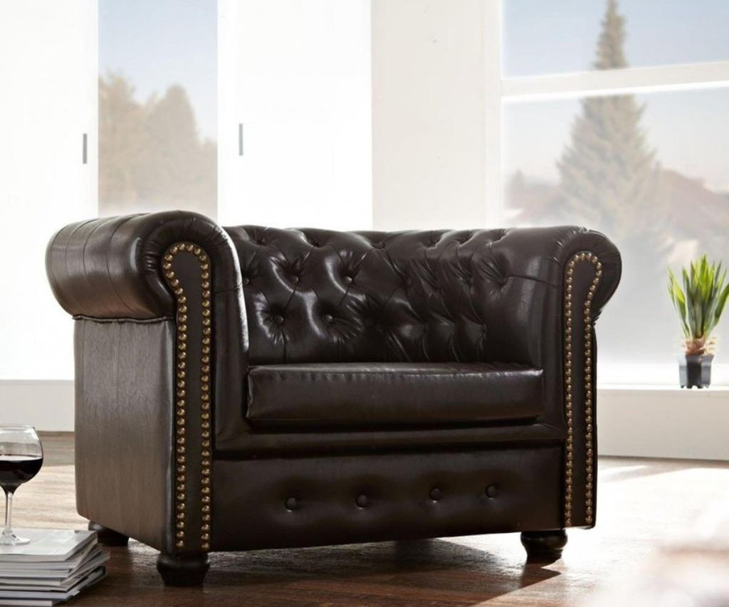 Chesterfield Sessel Fernseh Couch 1 Sitzer Sofa Leder Stoff Couchen Polster Neu