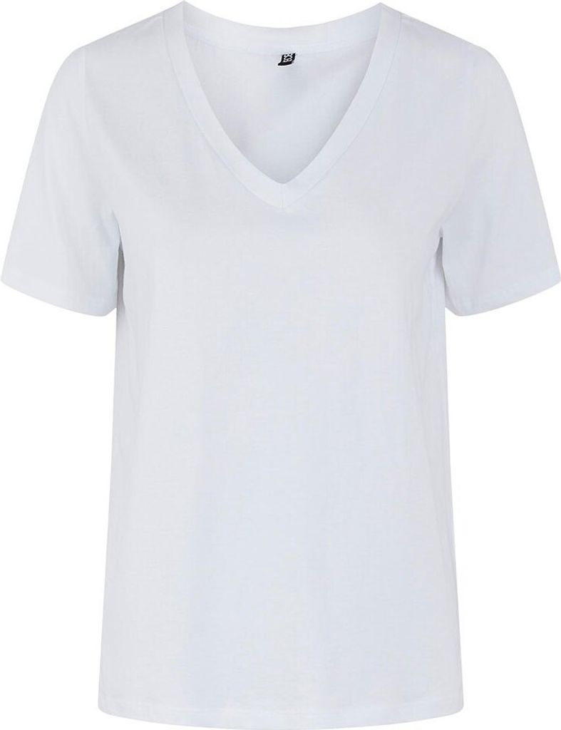 Pieces Ria Kurzarm-t-shirt Mit V-ausschnitt Weiß M Frau Weiß M