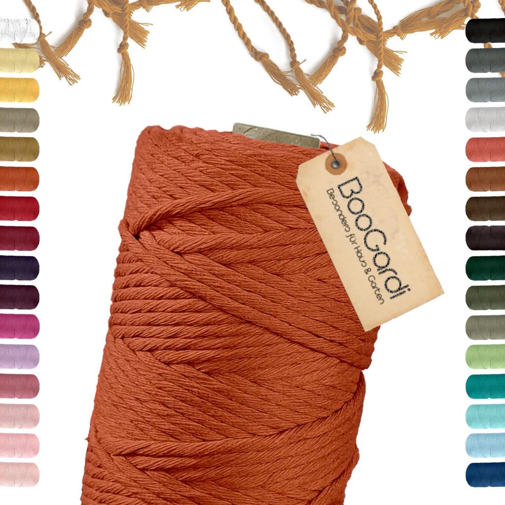 BOOGARDI Makramee Garn · Orange 5mm x 100m · 3mm oder 5mm Wollgarn kreatives knüpfen weben Stricken DIY Boho Garn