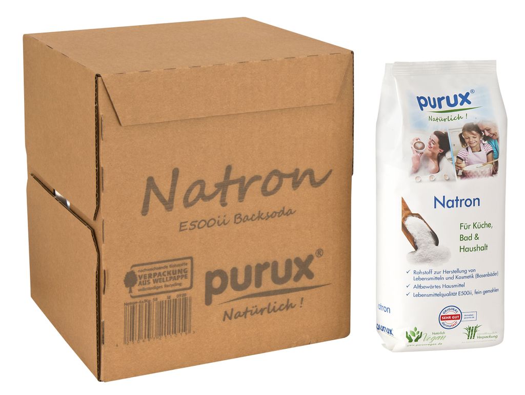 Natron Pulver 5kg + 1kg Bonus, Lebensmittelqualität nachhaltig verpackt, Back Soda