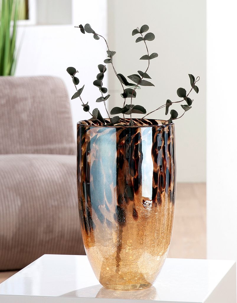 Casablanca Vase - Blumenvase H.29cm - Vasen aus Glas für Pampasgras- Blumengefäß in Braun für das Wohnzimmer