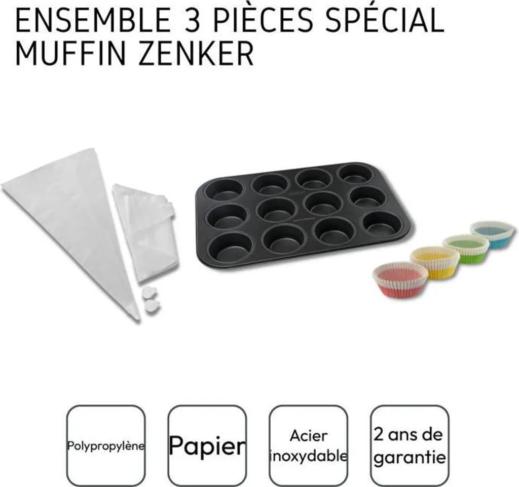 Zenker Set di stampi da Forno, Acciaio, Nero, 30cm
