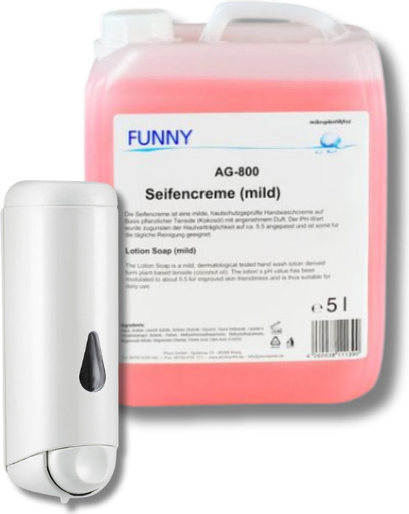 SET Marplast weißer Seifenspender 0,25L und hautfreundliche Cremeseife Rosè 5L