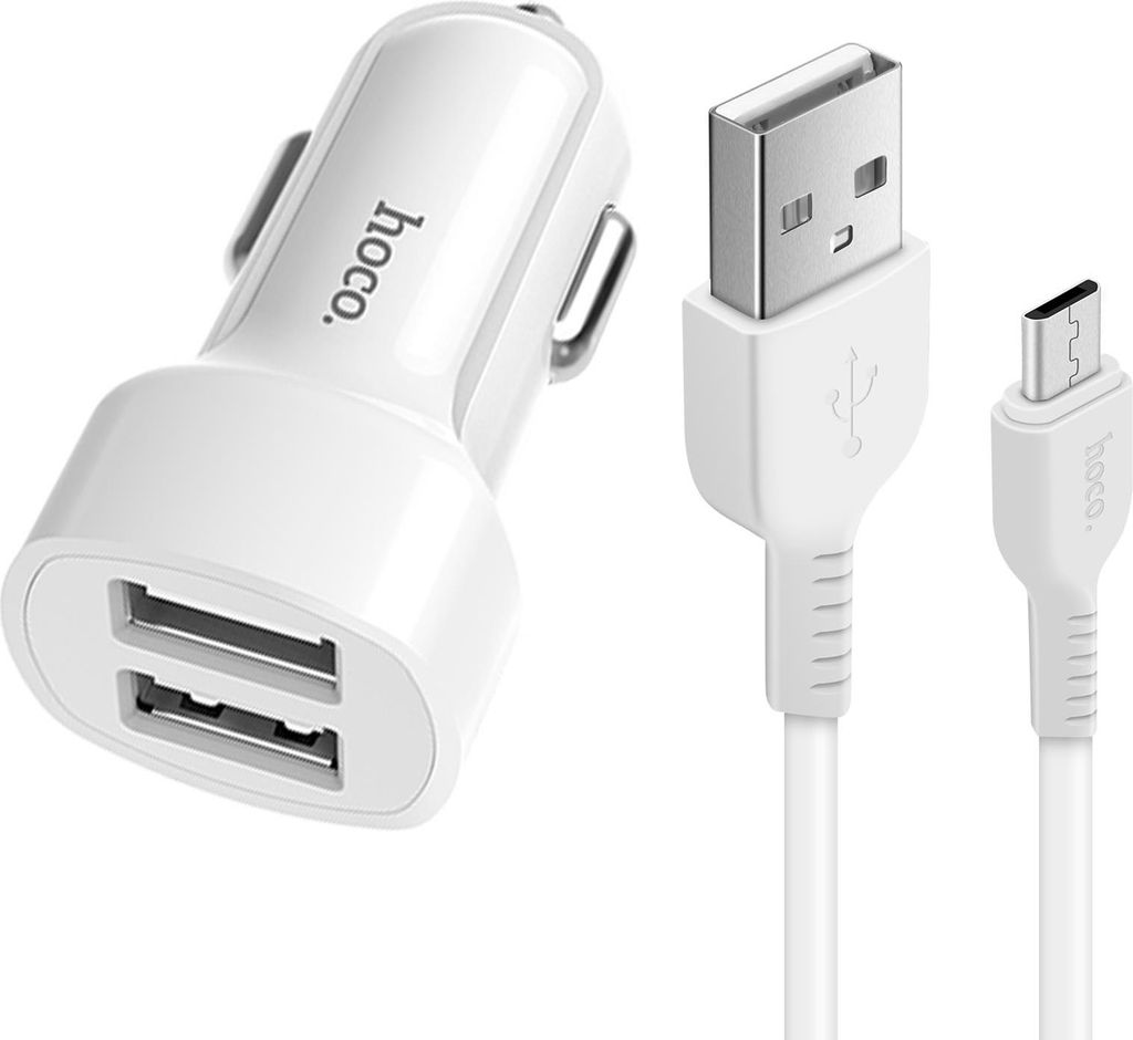 Hoco Z2A KFZ-Ladegerät + Micro USB Kabel Auto Stecker mit 2x USB 2.4A für Zigarettenanzünder