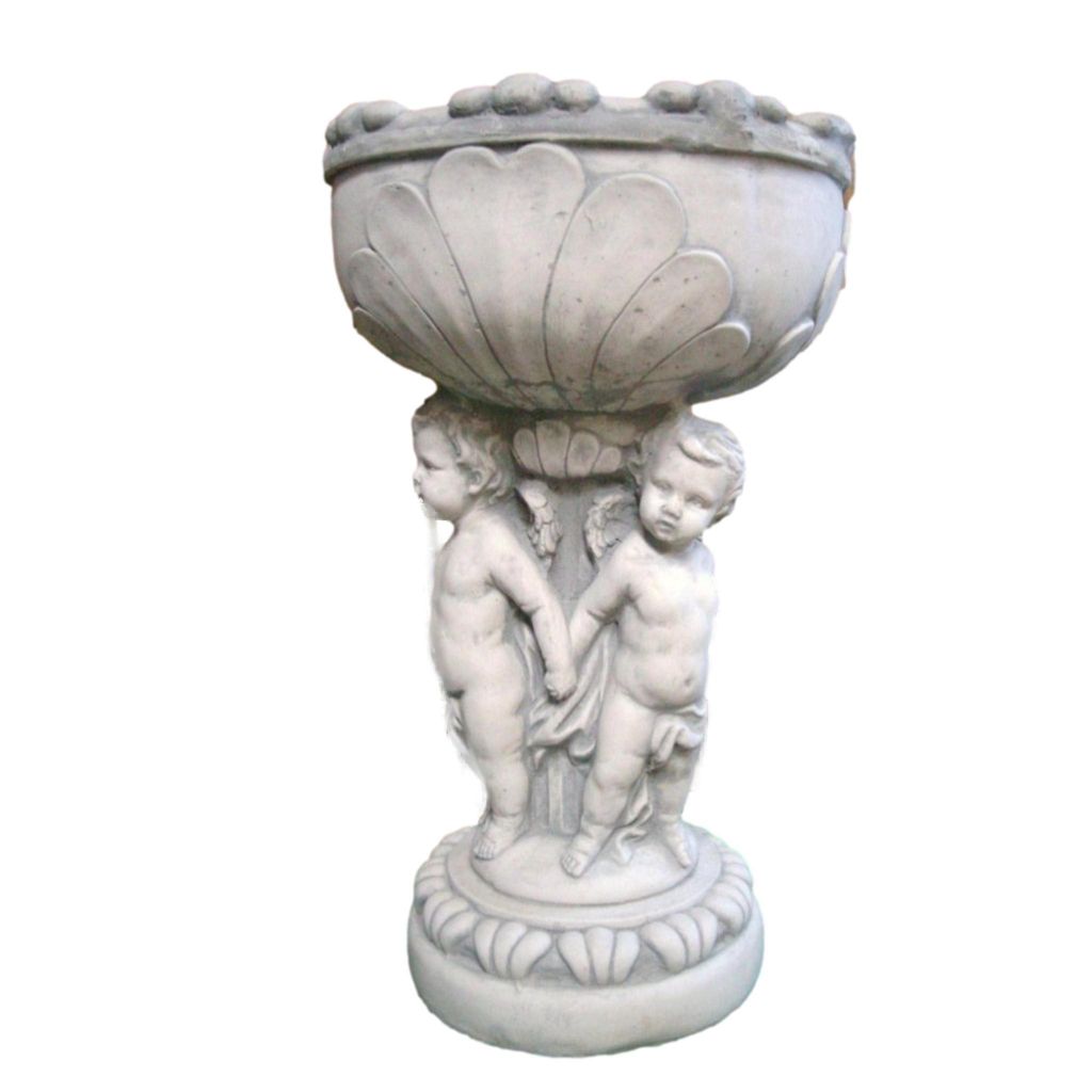 Schöne Amphore mit 3 Jungen zum Bepflanzen, für den Garten, aus Steinguss Neu Frostfest Witterungsbeständig, Blumentopf zur Gartengestaltung PO-219