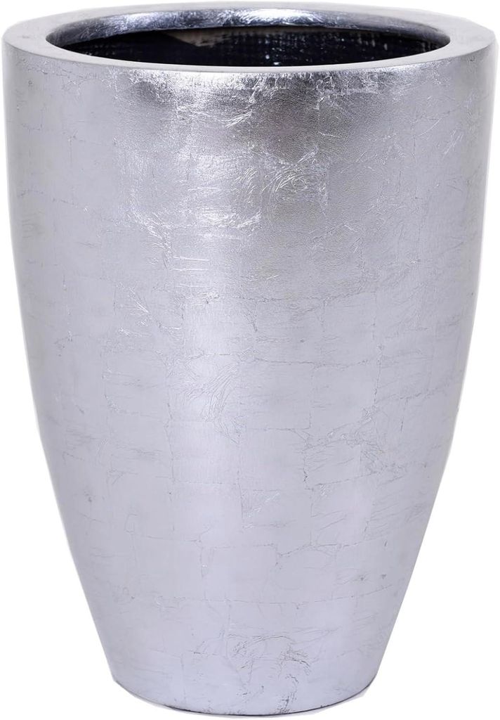 VIVANNO Blumentopf Fiberglas OPALA Rund, Blattsilber Produktbild 