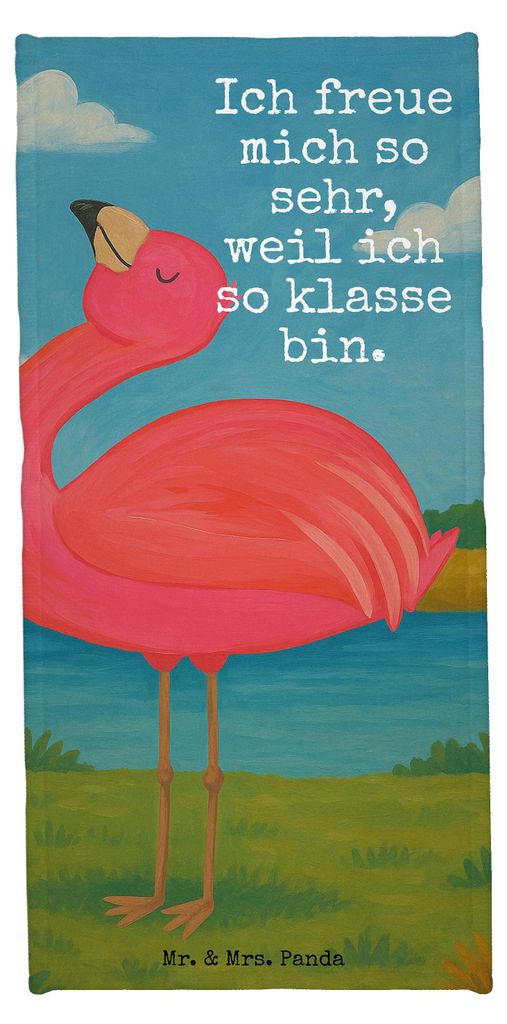 Mr. & Mrs. Panda Sport Handtuch Flamingo Stolz Design - Weiß - Geschenk, Tochter, Frotteetuch, Selbstakzeptanz, Reisehandtuch, Strandtuch, Rosa, s...