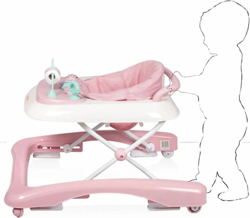 Aider Bébé à Marcher : Trotteur Baninni Pio Rose Stable et Confort - 2