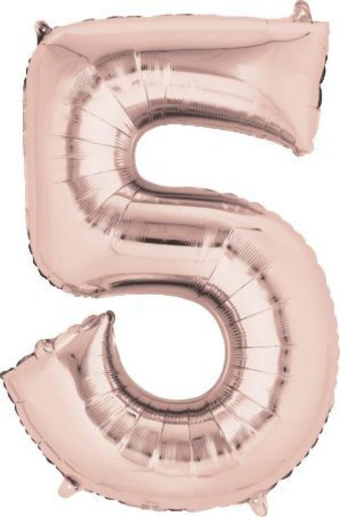 amscan 9906280 Folienballon XXL Zahl 5 - rose gold