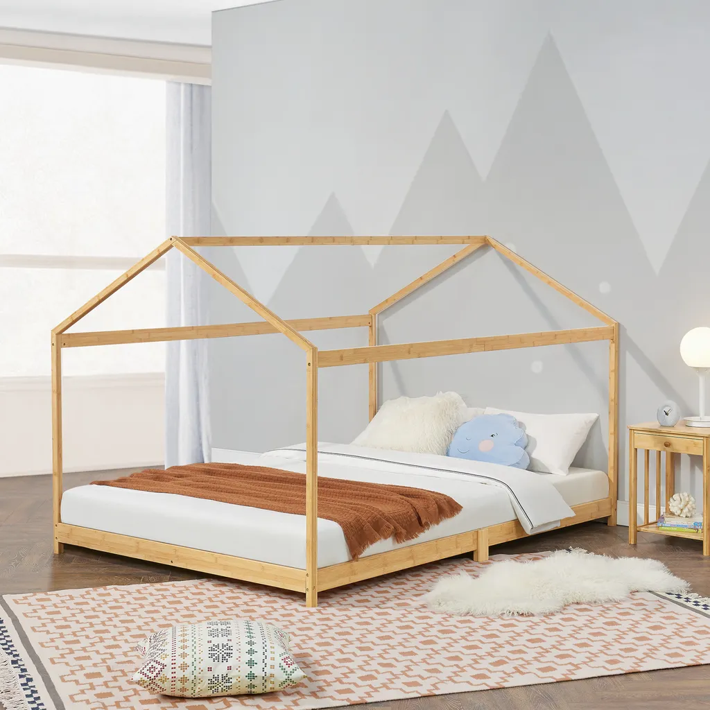 Lit d'enfant Vindafjord 140x200cm en bambou naturel style scandinave