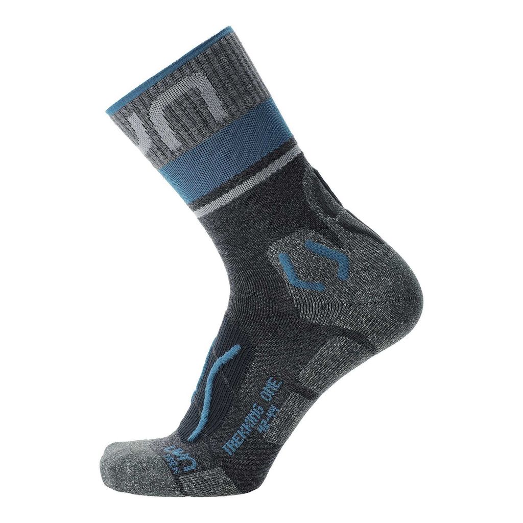 UYN Herren Trekking Socken - One Merino Socks, Wandersocken, Wolle, Logo Schwarz/Grau 39-41