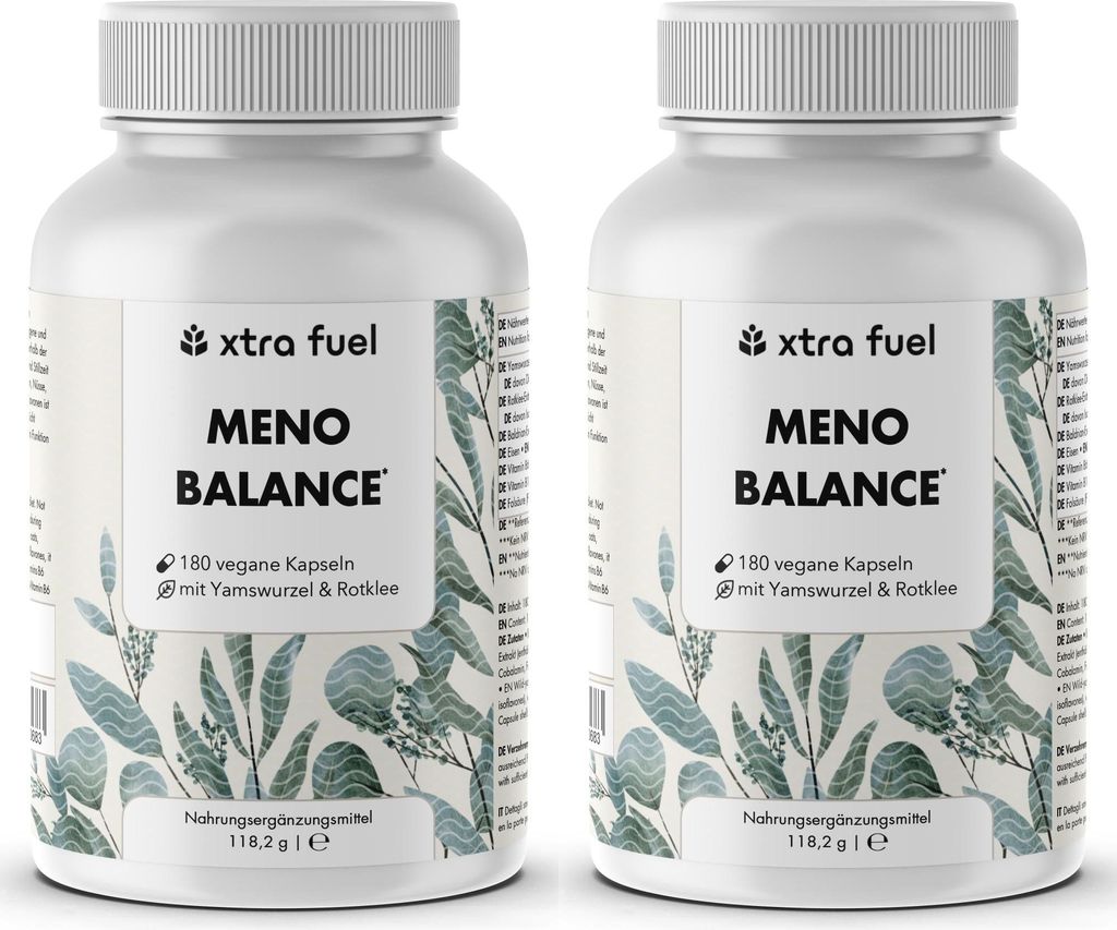 Wechseljahre Kapseln - Meno Balance - Natürliche Formel mit Yams, Rotklee, Baldrian & Eisen – 2x Dosen (360x Menopause Kapseln)