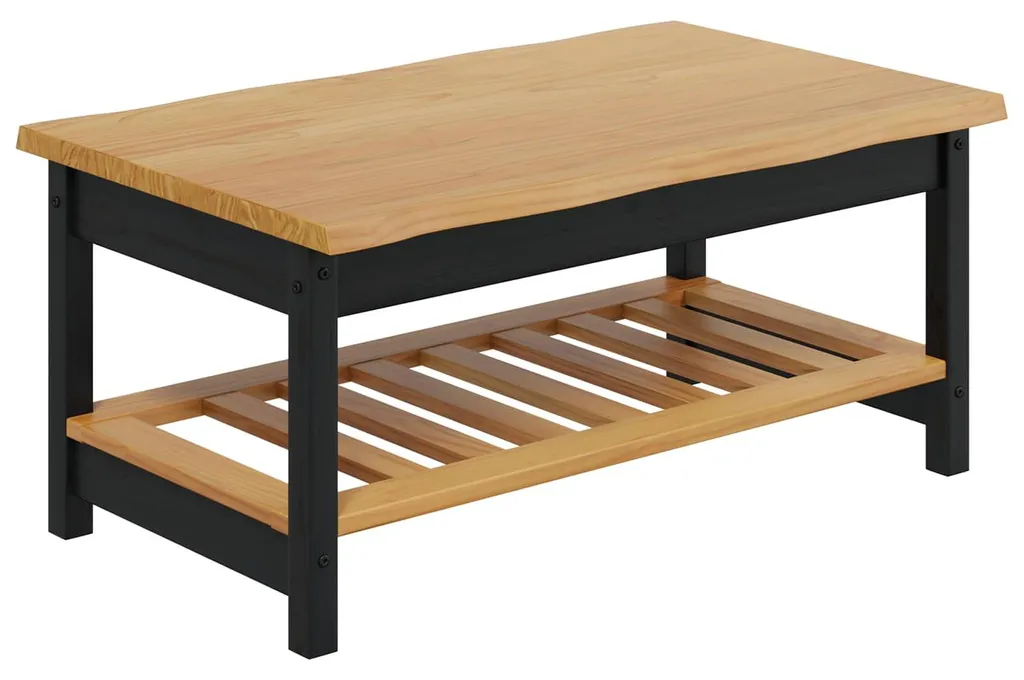 Table de salon noire en bois brut VidaXL EKAI 100x60 cm rectangulaire