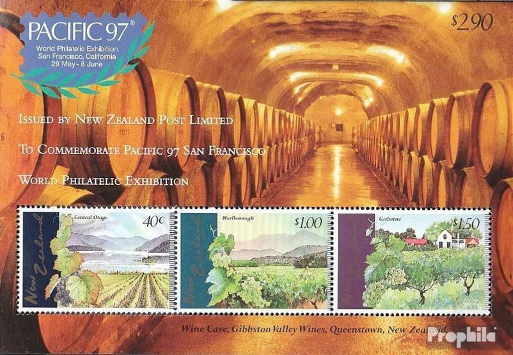 Briefmarken Neuseeland 1997 Mi Block66 (kompl.Ausg.) postfrisch Wein, PACIFIC
