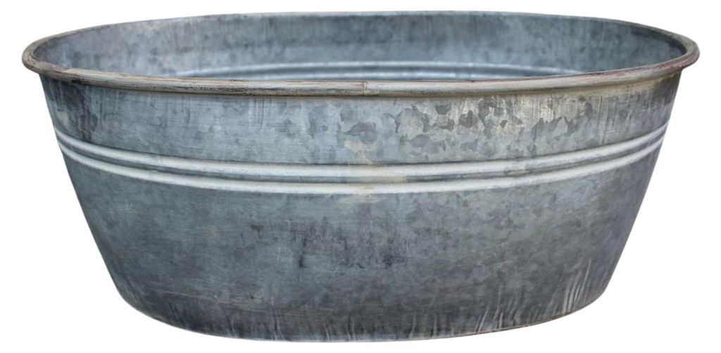 Zink Pflanzkübel bauchig Vintage Pflanzschale L44cm Produktbild 