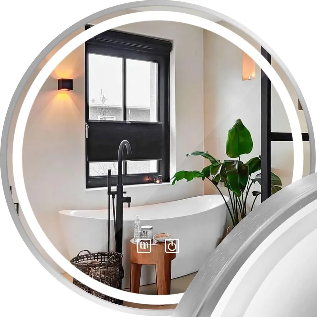 Specchio Rea MMJ 50 cm Brush Steel: Crea la tua SPA Personale in Bagno