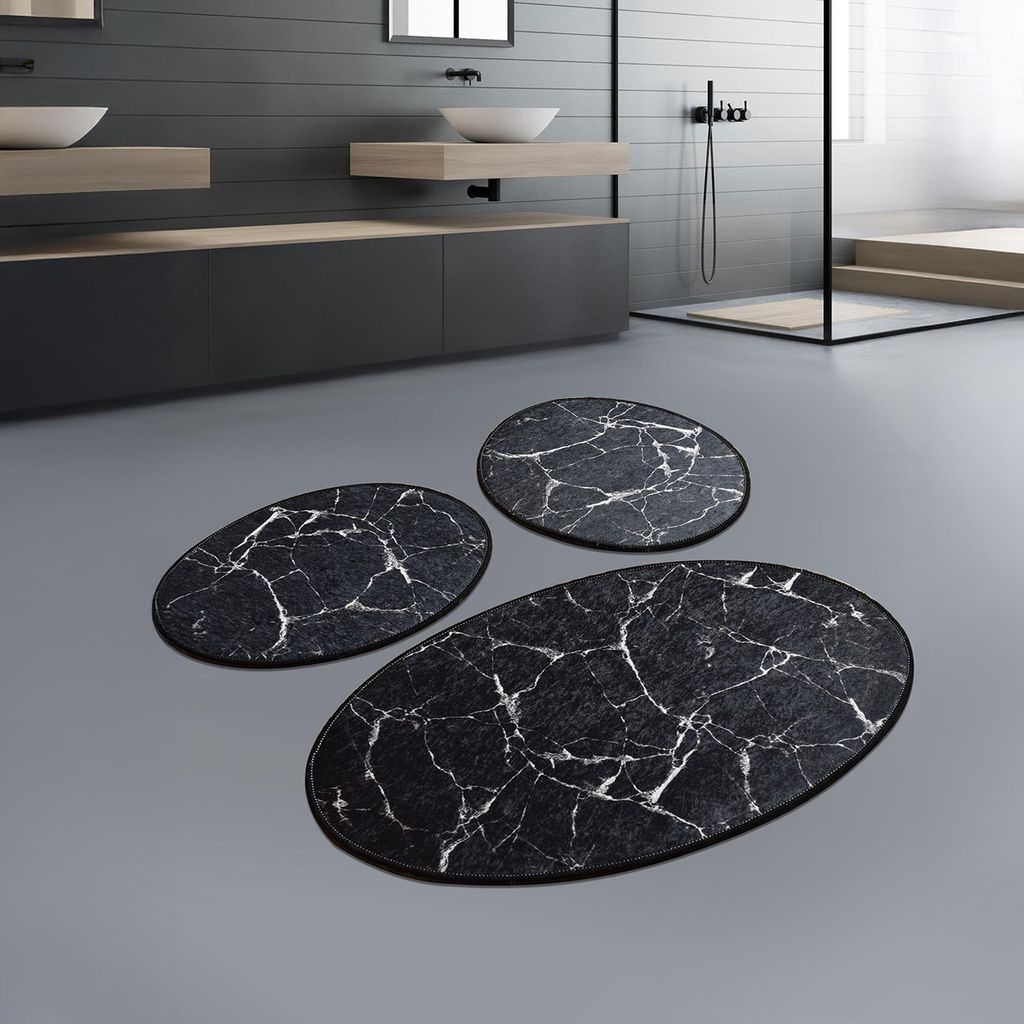 Bosdela 3-teiliges Badezimmerteppich Set 60x100 cmMarble Produktbild 