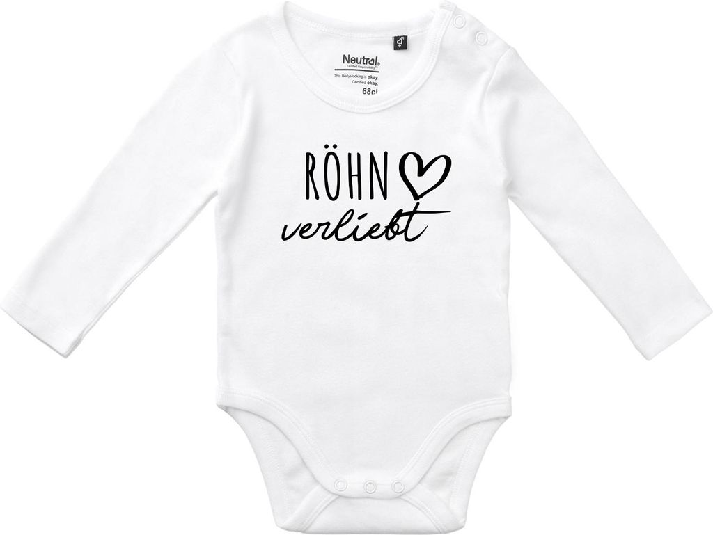 Huuraa Baby Body Röhn verliebt 74 White Baumwolle Fairtrade Langarmbody Geschenkidee