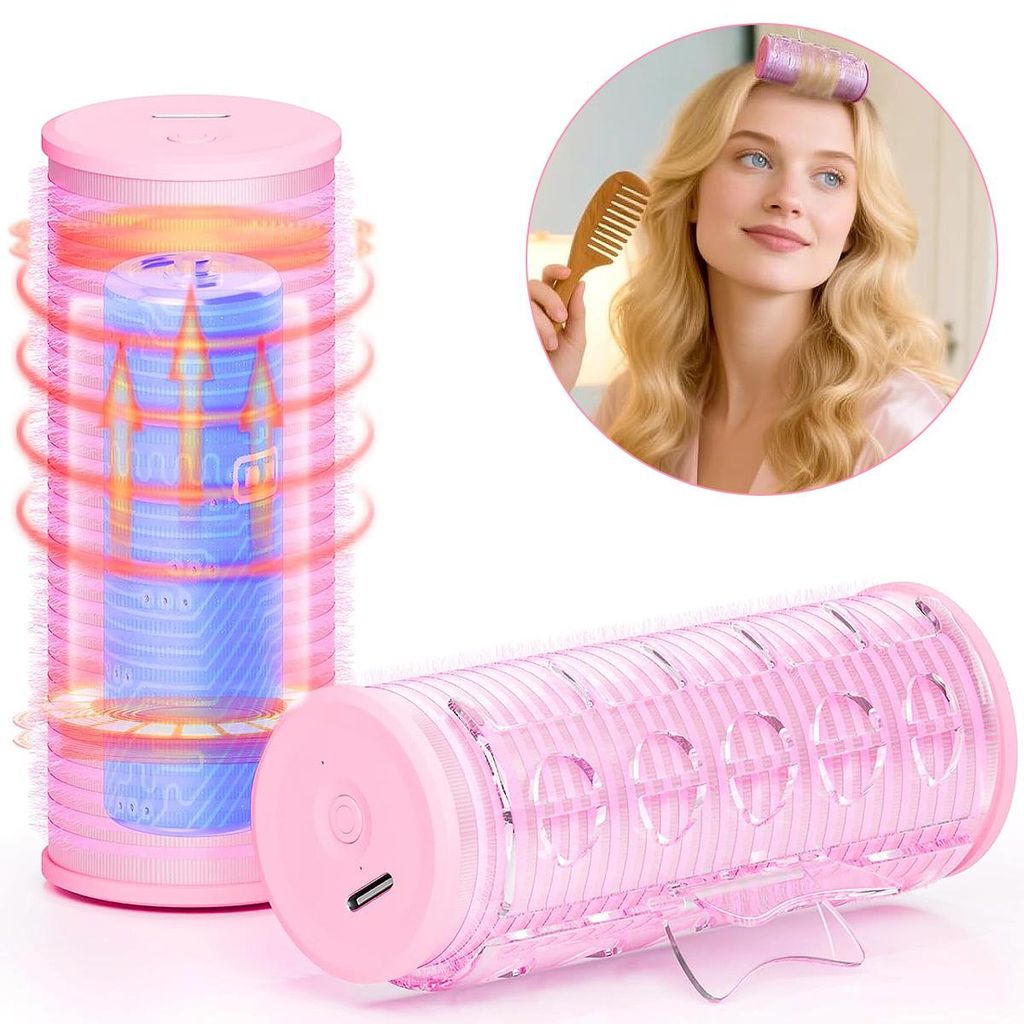 Wiederaufladbare elektrische Lockenwickler 2er-Set, kabelloser Pony-Lockenstab mit automatischer Abschaltung, tragbar für einfaches Haarstyling