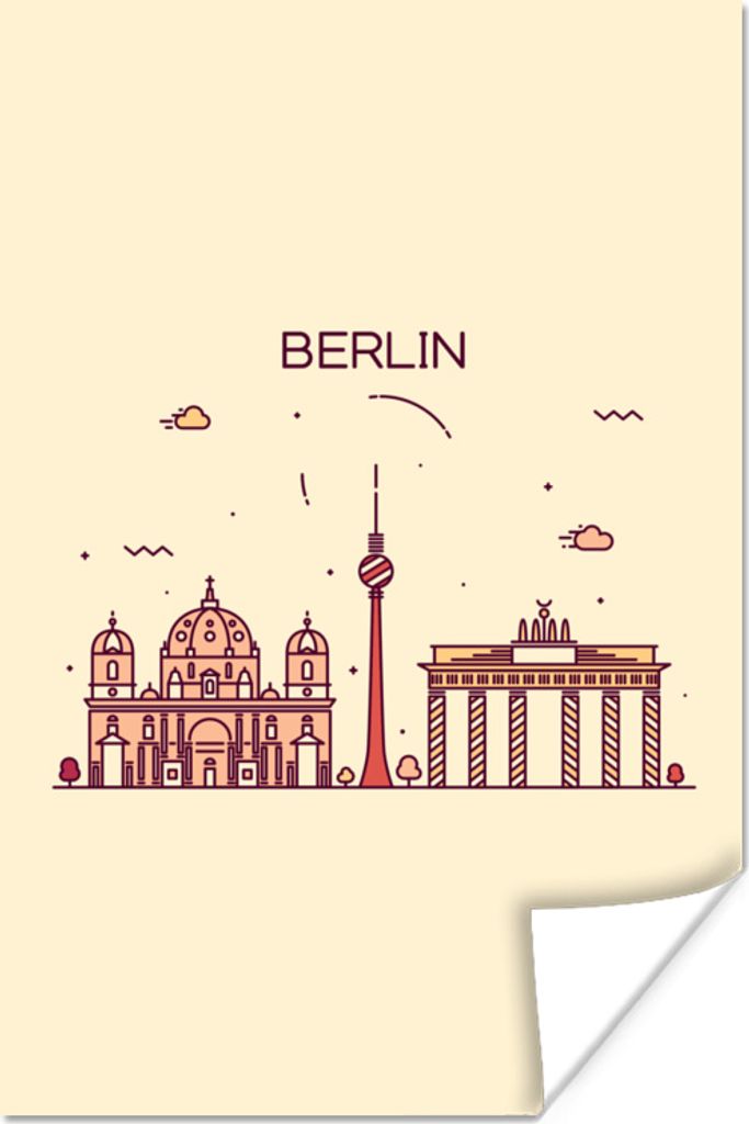 MuchoWow Poster Berlin - Deutschland - Skyline 40x60 cm - Plakate für die Wand - Poster Babyzimmer