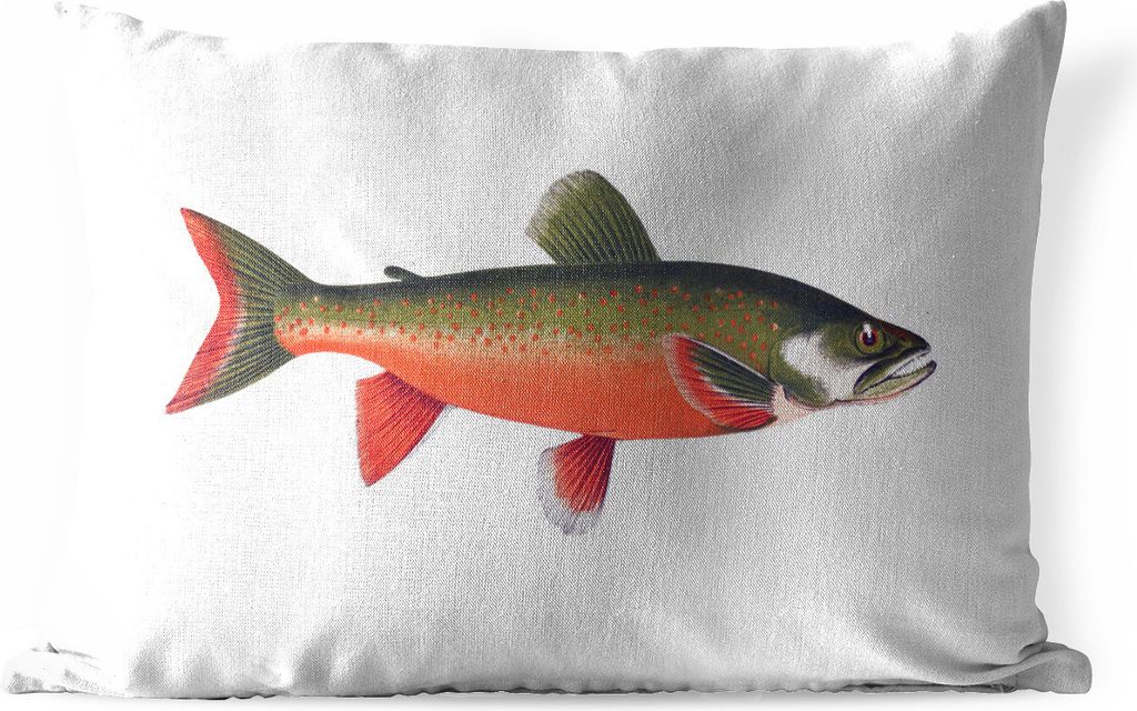 MuchoWow Outdoor Kissen - Fisch - Rot - Lachs - 60x40 cm - Wetterfest - Lounge Kissen - Zierkissen - Kissen für Innenräume