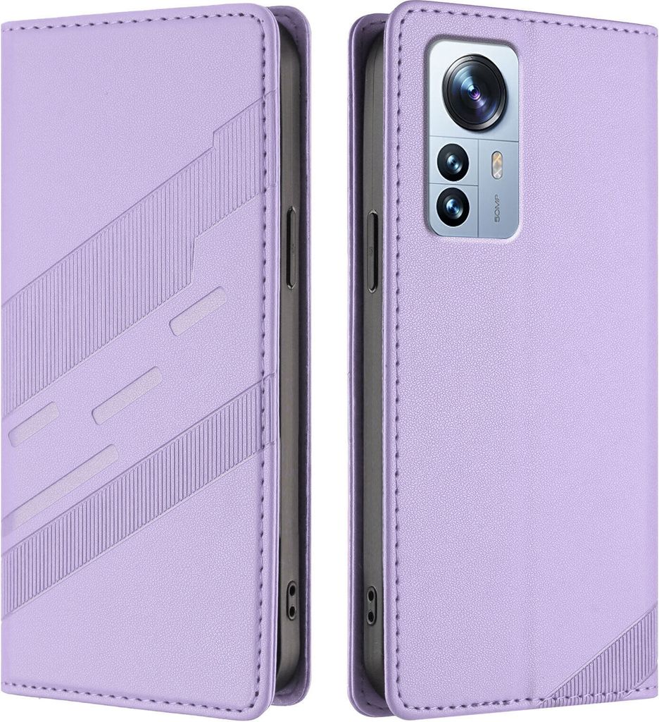 Hülle für Xiaomi 12 Pro/Xiaomi 12S Pro, Kunstleder Brieftaschen Handyhülle mit Kartenfach und Standfunktion Violett