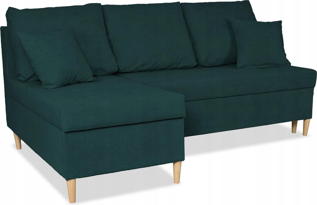Family Meble Ecksofa Wigo Schlafsofa Freistehendes Ausklappbares Loungesofa Bequemes Ecksofa zum Entspannen Für Wohnzimmer Schlafzimmer Grün